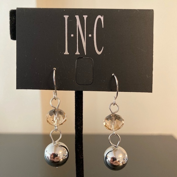 INC silver tone beaded earrings. - Picture 1 of 2